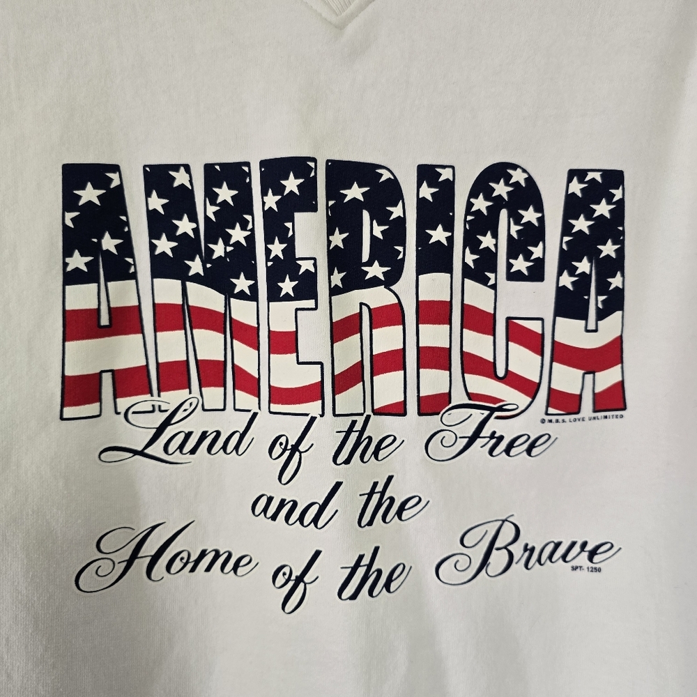 Vtg 90s America USA Flag Red White Blue Patriotic Americana Sweatshirt Size XL - Picture 2 of 9